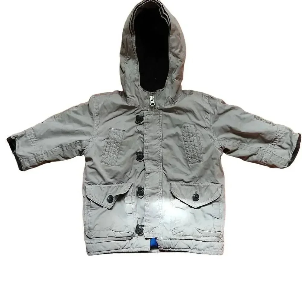 BabyGap Toddler Boys Size 18-24 Months Tan Brown Sherpa Hood Winter Coat